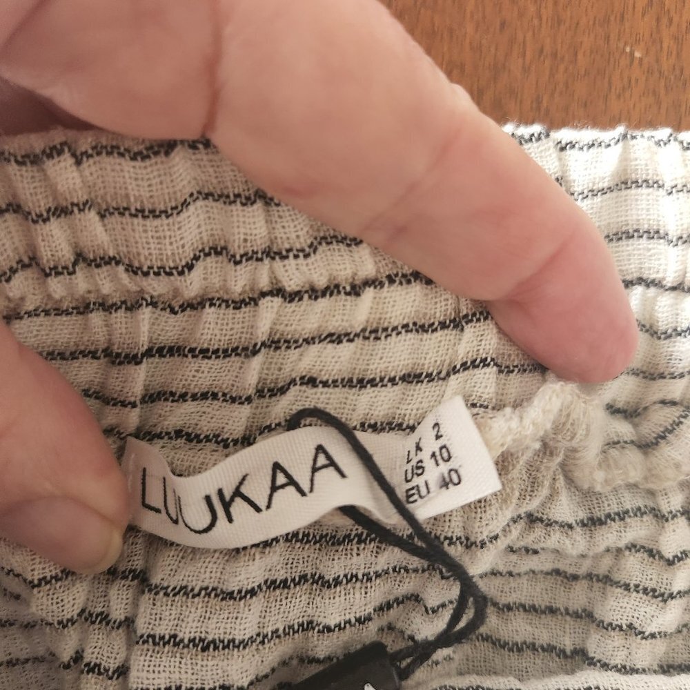 Luukaa Grace Tan, Grey and White Midi Linen Skirt Sz 10 - Picture 9 of 11